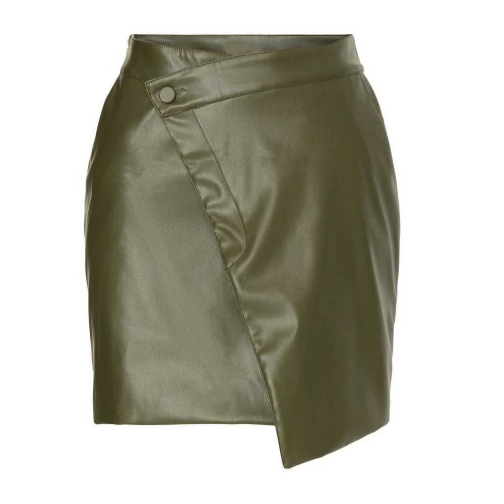 Nicholas Olive Green Leather Skirt, 2 (flaw)